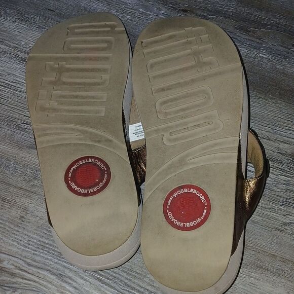 Fitflop fleur florla metallic thing wedge sandals  flip flops  Sz 11  EUC - Picture 8 of 8